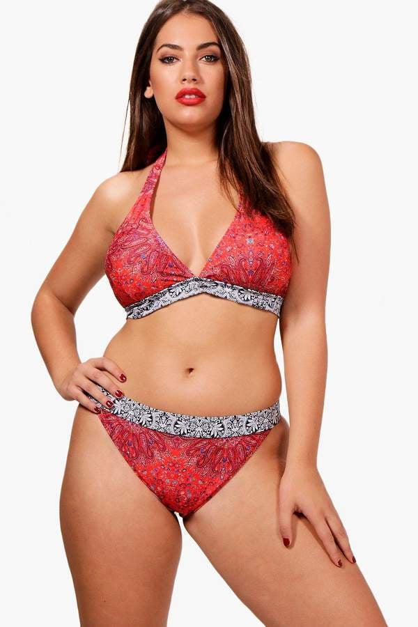 Boohoo Bethany Paisley Print Bikini Lea Michele Red Printed Bikini