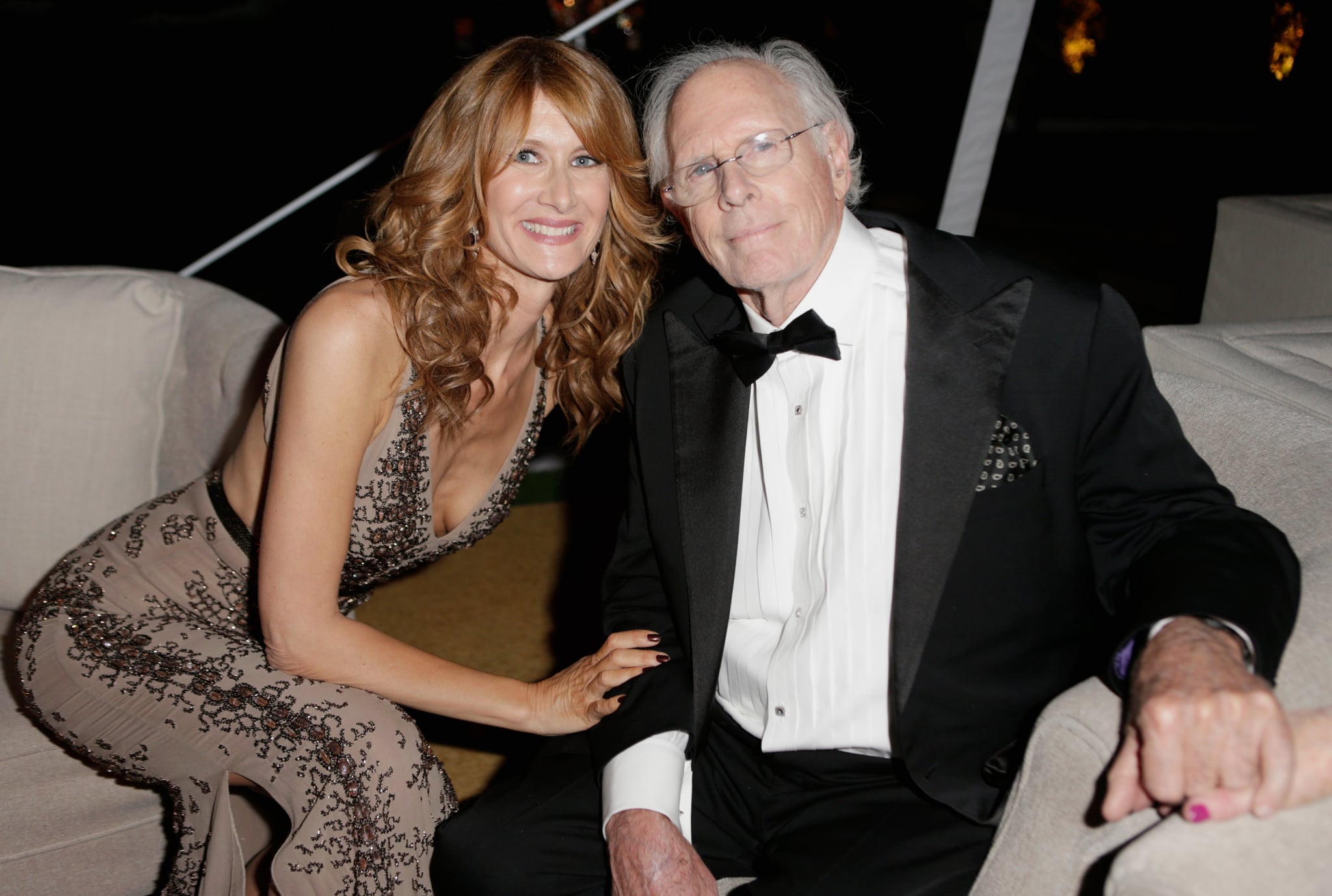 Laura Dern and her dad, Bruce, hung out inside. It's Party Time
