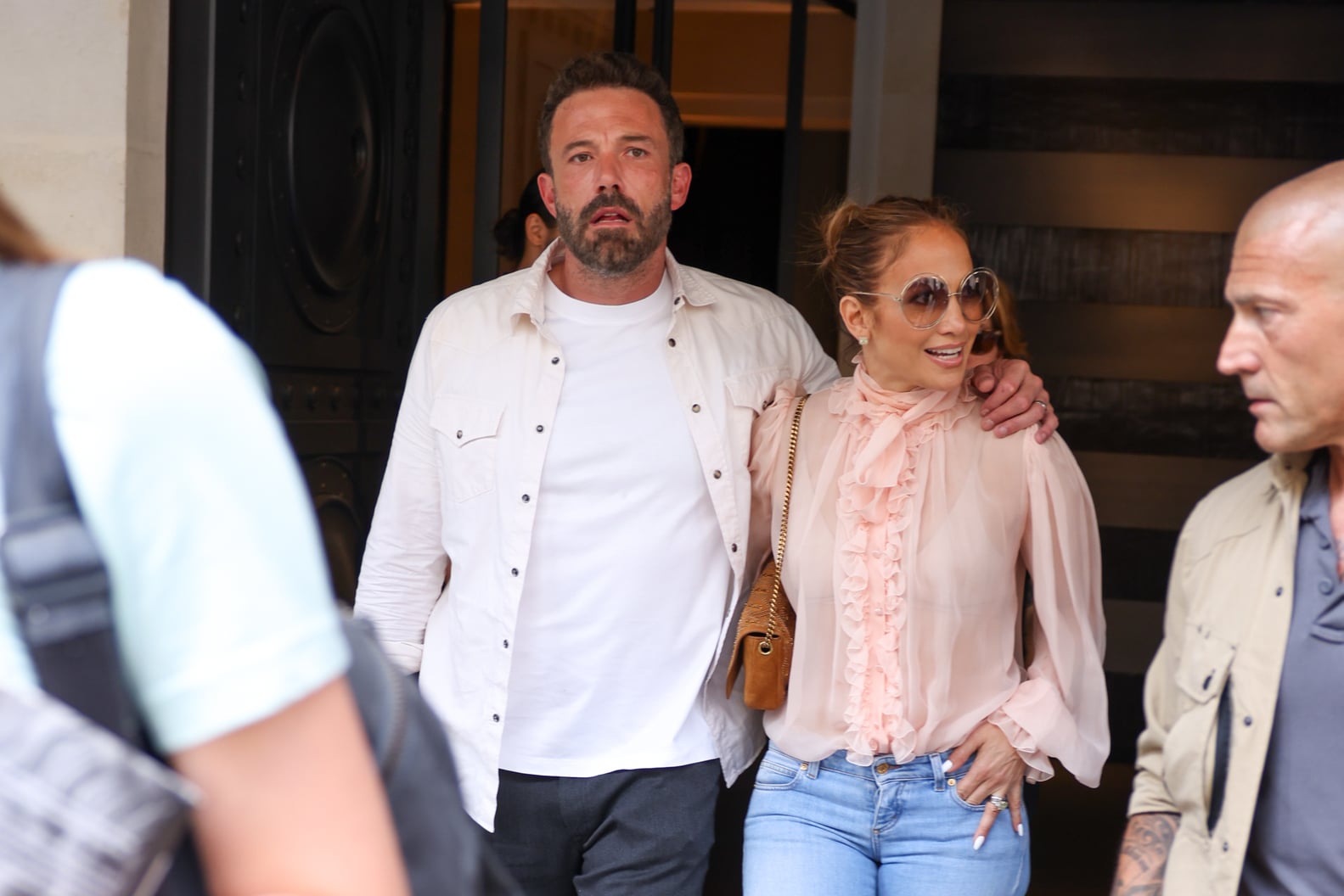 J Lo S Pink Pussy Bow Blouse With Ben Affleck On Honeymoon Ps Fashion