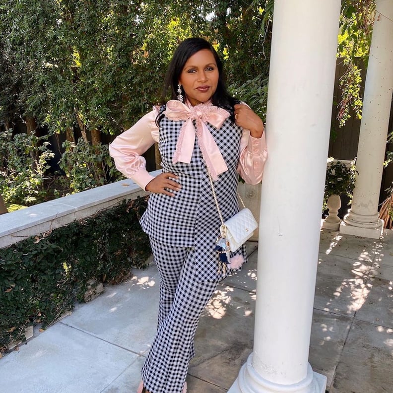 Mindy Kaling Means Business In Her Pink Pussy Bow Blouse Ps Fashion