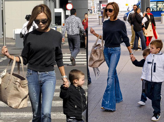 Victoria Beckham at Heathrow With Romeo and Cruz Victoria Beckham at Heathrow With Romeo and Cruz