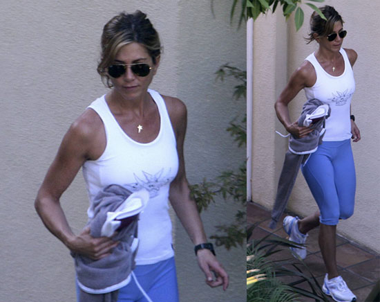 Photos of Jennifer Aniston Looking Perfectly Toned Leaving the Gym in LA Photos of Jennifer Aniston Looking Perfectly Toned Leaving the Gym in LA