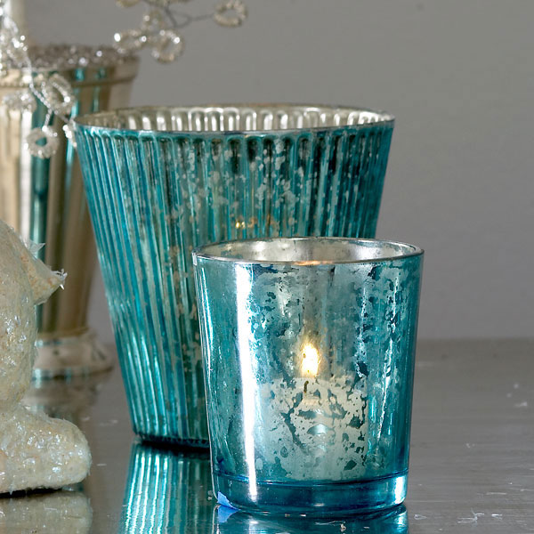 Steal of the Day: Cool Blue Mercury Glass Votive Holders | POPSUGAR Home