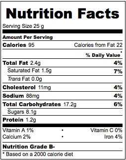 breaktime ginger cookies nutrition information