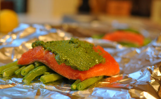 Jamie Oliver's Simple Salmon Recipe With Green Beans and Pesto ...