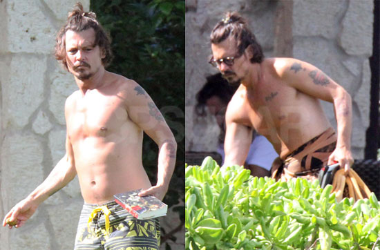 Johnny Depp Breaks From Pirates to Sunbathe Shirtless! 
