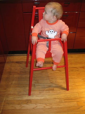 red high chair baby