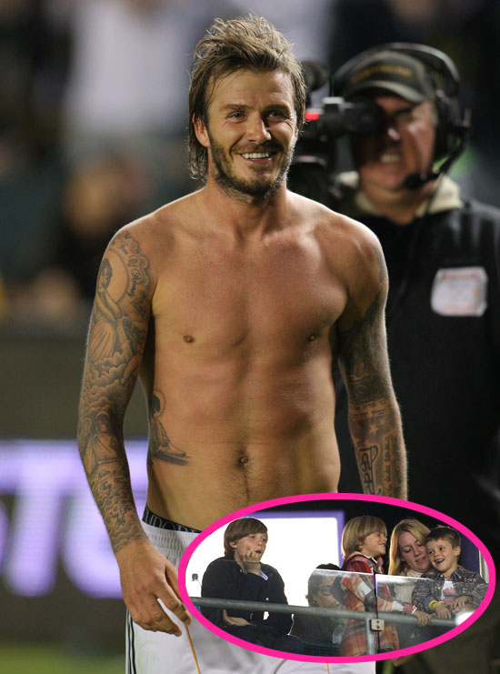 Pictures Of David Beckham Shirtless At An La Galaxy Game And Brooklyn 