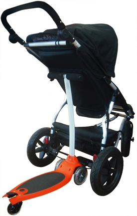 skateboard attached to stroller