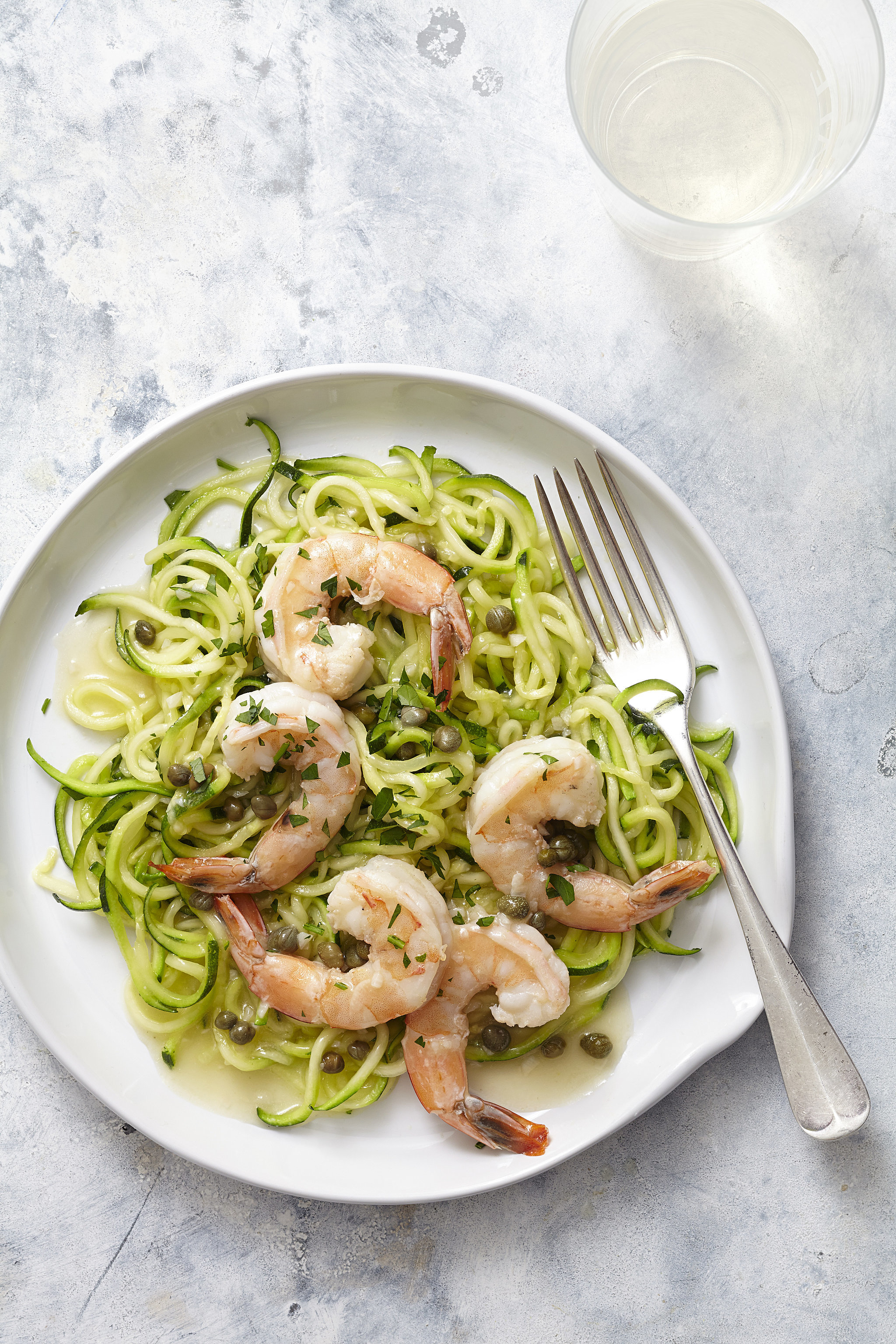 Zucchini Noodles with Avocado Pesto & Shrimp