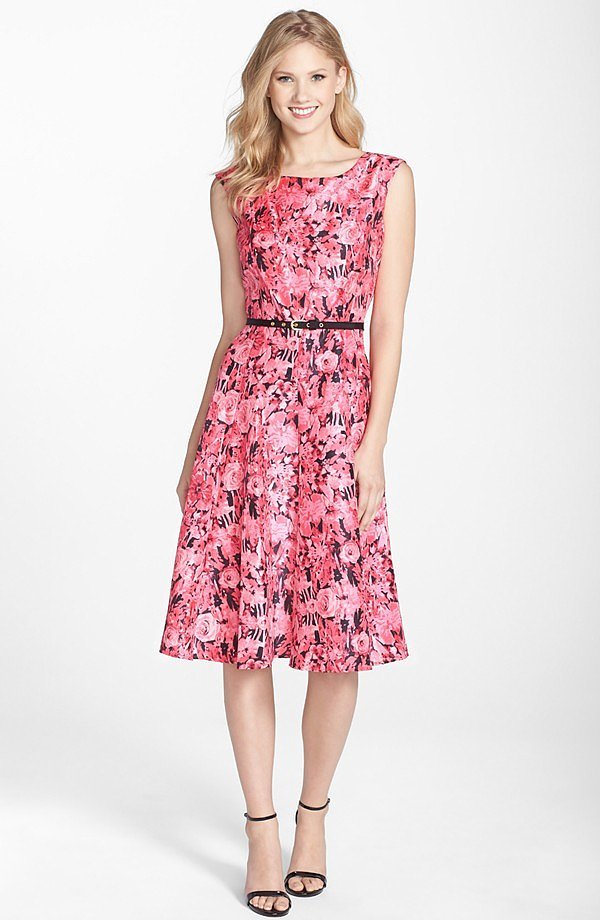 Gabby Skye Belted Flower Print Shantung Midi Dress ($108) | What to ...