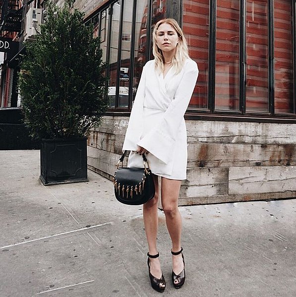 A White Wrap Dress With Ankle-Strap Heels | 45 