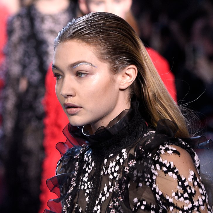 Gigi Hadid Glitter Eyebrows at Giambattista Valli 2016 | POPSUGAR Beauty