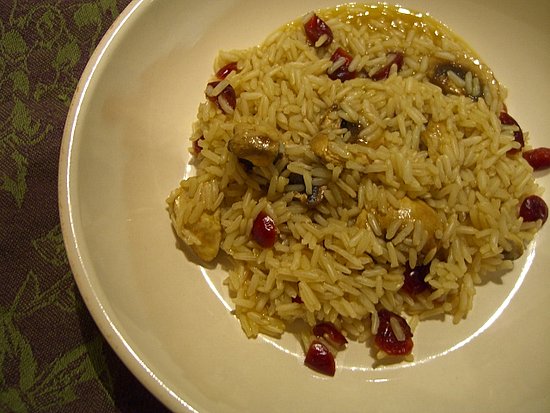 Brown Jasmine Rice With Mushrooms And Dried Cranberries