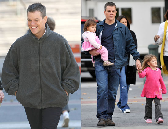 Photos of Matt Damon, Luciana, and the Kids on Set of the Adjustment ...