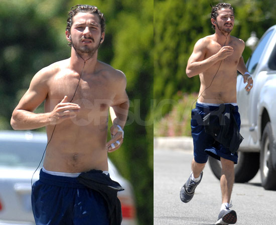 Photos of Shia LaBeouf Jogging Shirtless in LA | POPSUGAR Celebrity