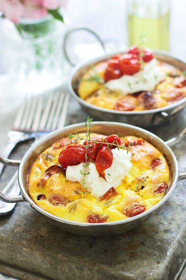 Roasted Tomato, Italian Sausage, and Ricotta Frittatas Frittata
