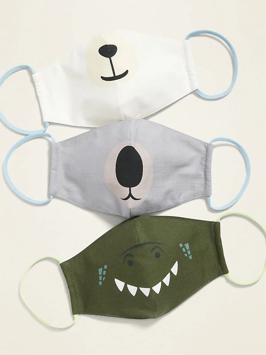 Old Navy 3-Pack of Triple-Layer Contoured Critter Face Masks (with Laundry Bag) for Kids