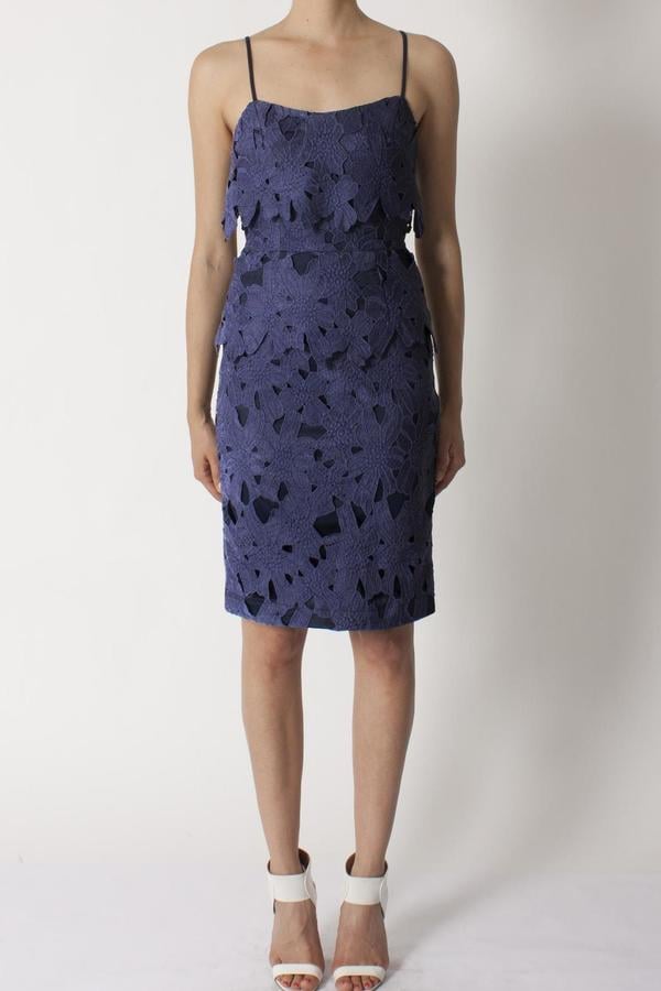 Black Halo Blue Floral Sheath ($390)