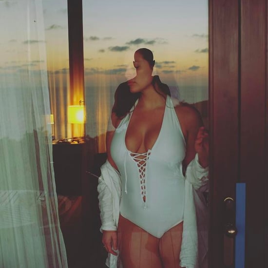 Ashley Graham Swimsuits For All White Lace-Up Swimsuit 2017