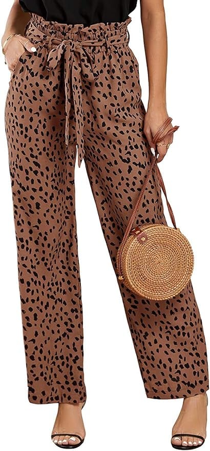 UO Shea Leopard Print Wide Leg Pant