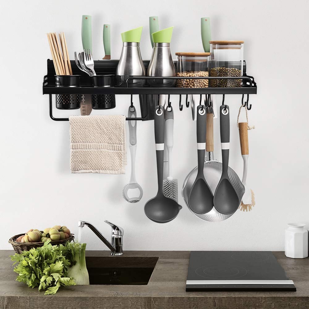 Kitchen Hook Rack Wall Mounted Pantry Tool Holder Kitchen Shelf Pantry 