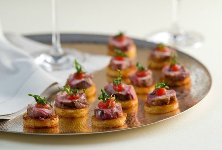 Mini Latkes With Duck Breast and Blood Orange Gel