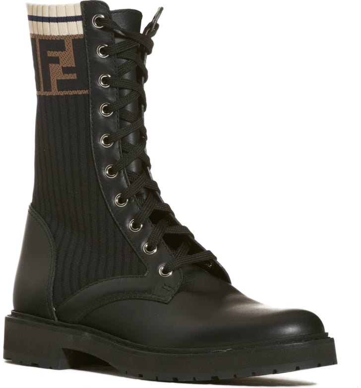 Fendi Rockoko Chelsea Sock Combat Boot Jennifer Aniston Black Combat
