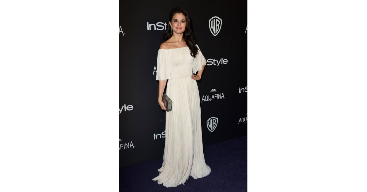 Selena Gomez and Brad Pitt at Golden Globes Afterparty 2016 POPSUGAR