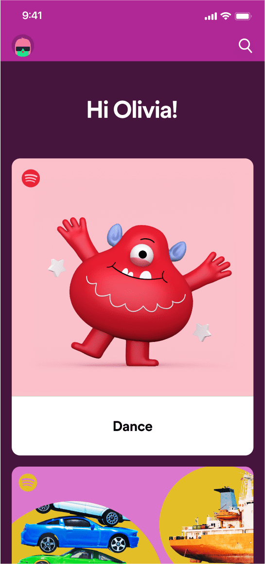 Photos of the Spotify Kids App