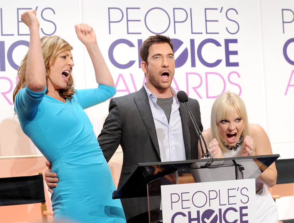 Anna Faris and Allison Janney couldn't hide their enthusiasm while announcing the nominees for the 2015 People's Choice Awards with Dylan McDermott in LA on Tuesday. The duo's CBS show Moms nabbed a nomination.