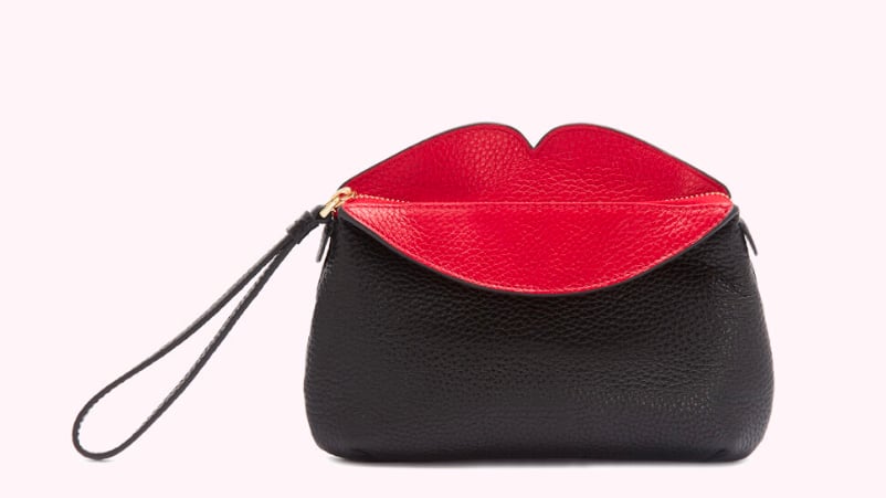 Lulu Guinness Black Peekaboo Lip Clover Clutch