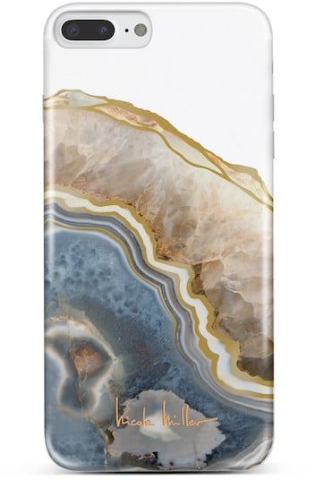 Nicole Miller Blue/Gold Agate iPhone 7 Plus Phone Case