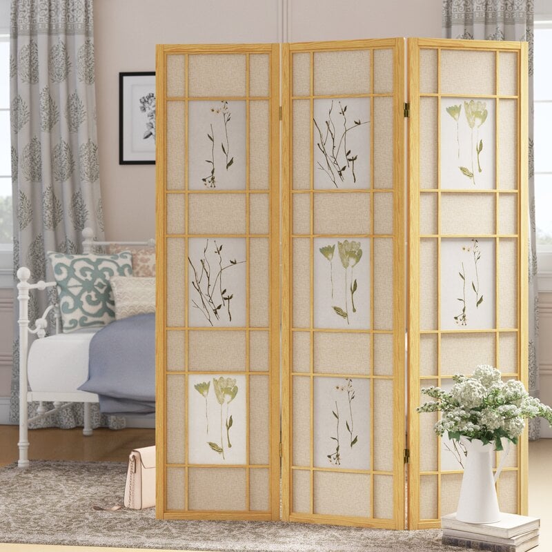 Room Divider Screen: Earnhardt 54'' W x 70'' H 3 - Panel Solid Wood Folding Room Divider