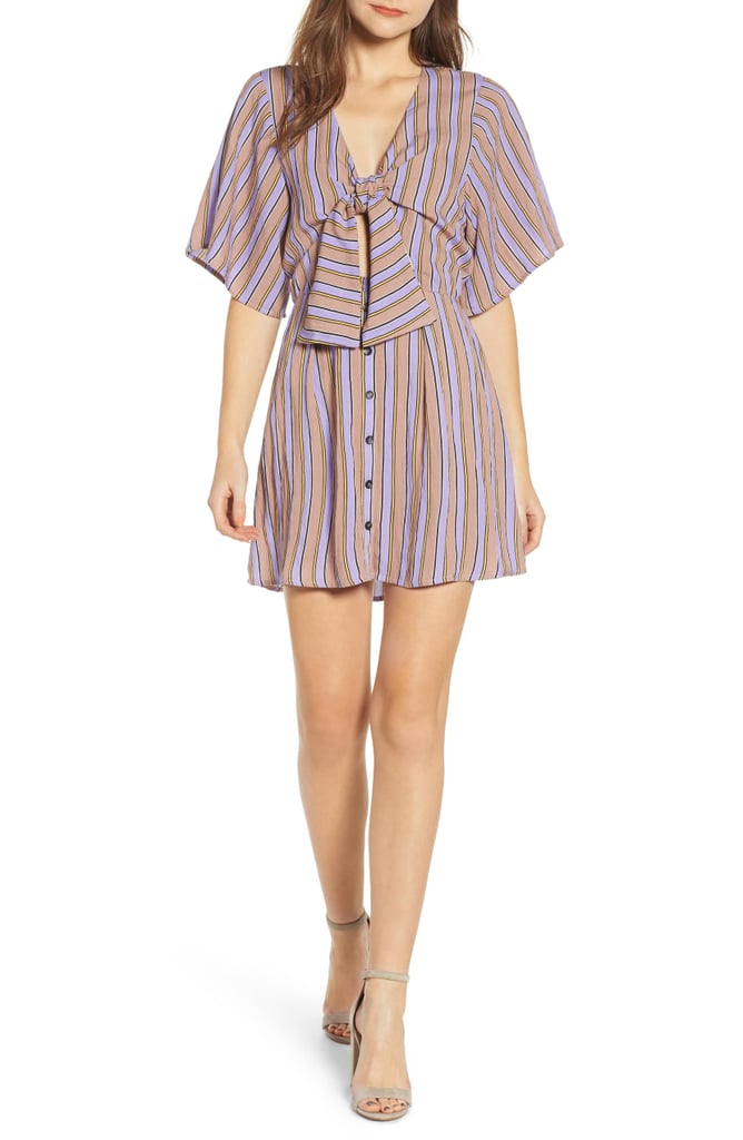 Moon River Stripe Tie-Front Dress