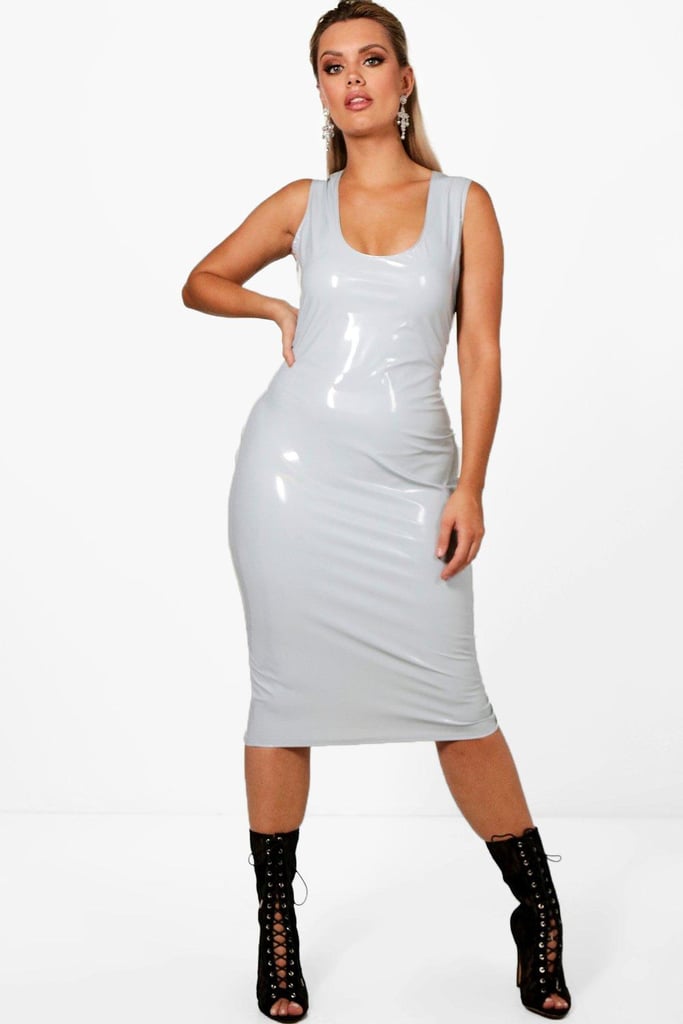 Boohoo Plus Vinyl Leather Look Midi Dress | Kim Kardashian ...