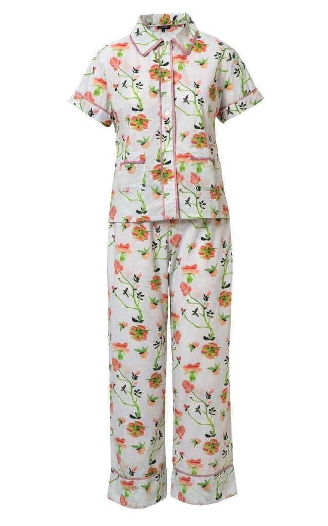 Stevie Howell Dianthus Rose Cotton Long Pajama Set