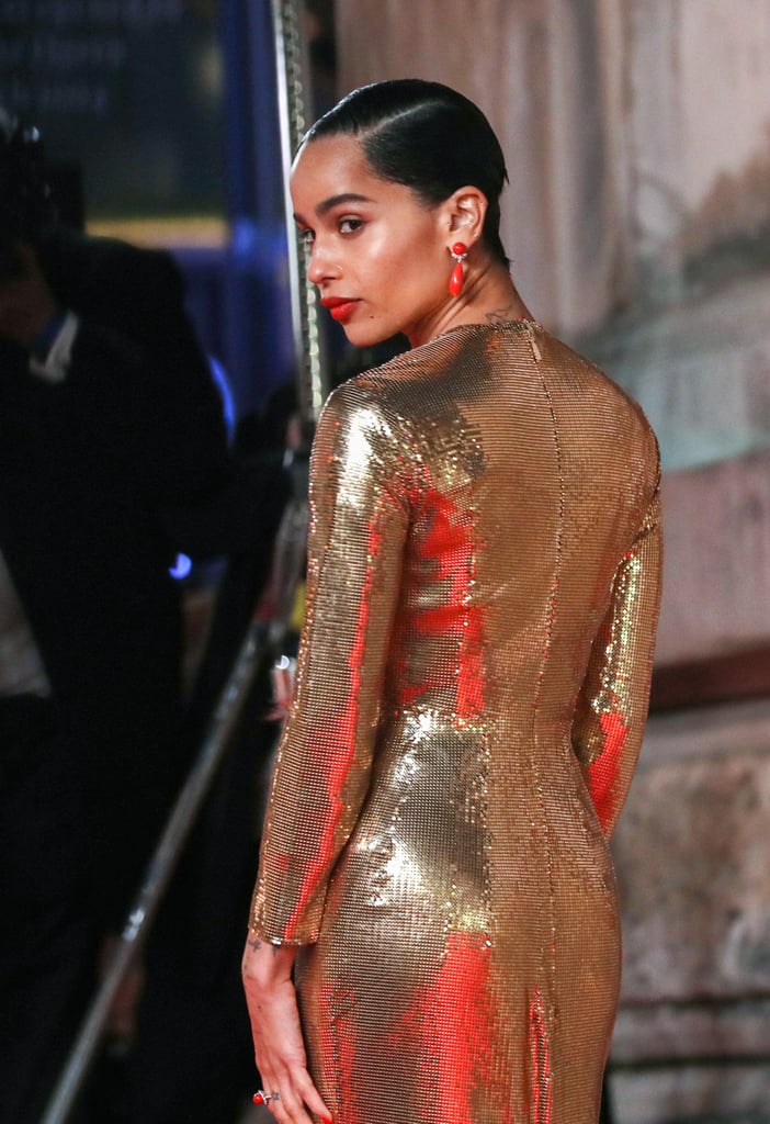 Zoë Kravitz's Gold Saint Laurent Dress at the 2020 BAFTAs