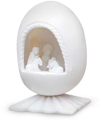 Hand-Carved White Stone Alabaster Nativity Scene