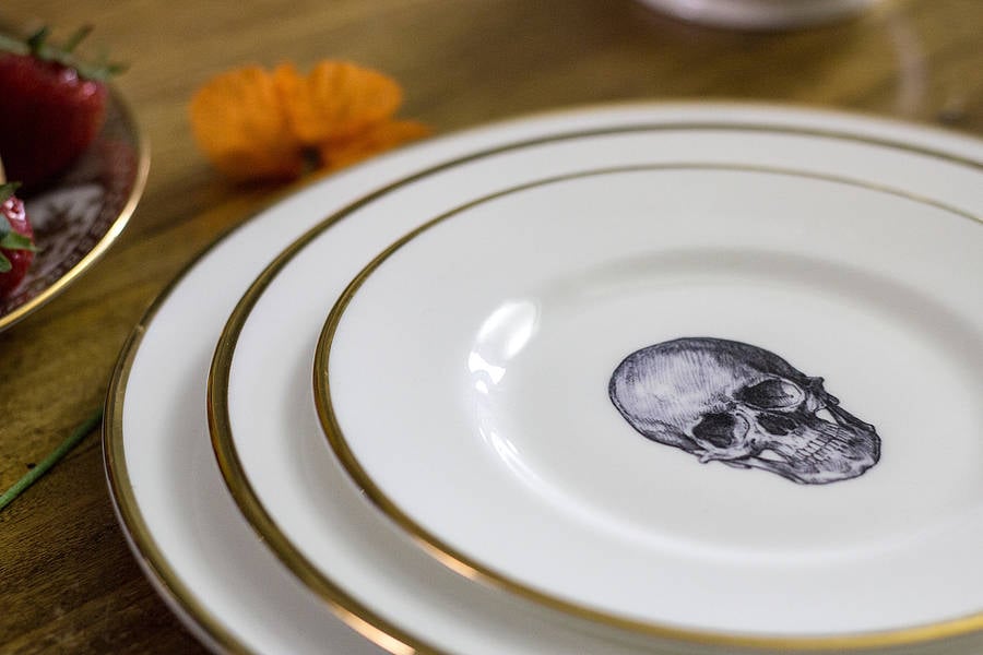 Melody Rose Skull Bone China Plate