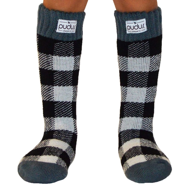 Pudus Kids' Tall Boot Socks in Lumberjack White