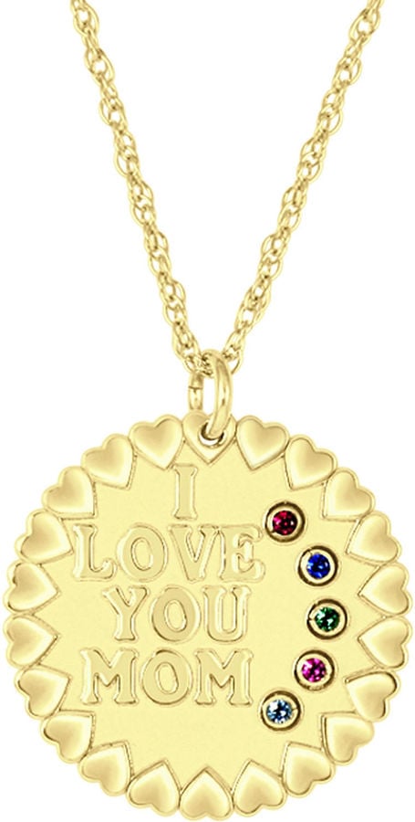 Fine Jewelry Personalized I Love You Mom Birthstone CZ Pendant Necklace ($550)