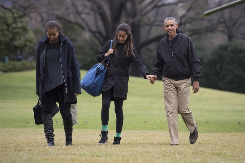 When Dad looked proud holding his little girl's hand.