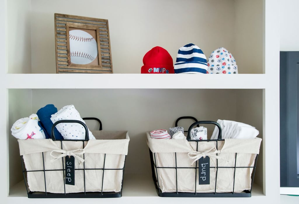 Using a three-piece lined basket set ($49), the designers were able to openly display the baby's clothing.