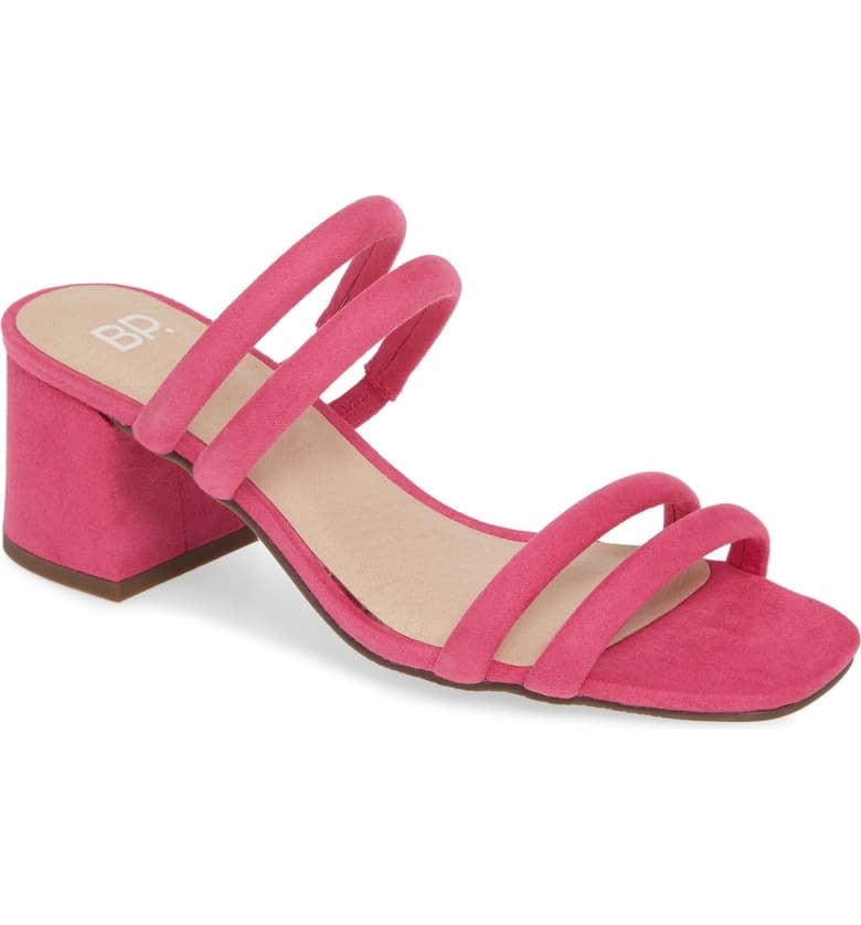 pink block heel sandal