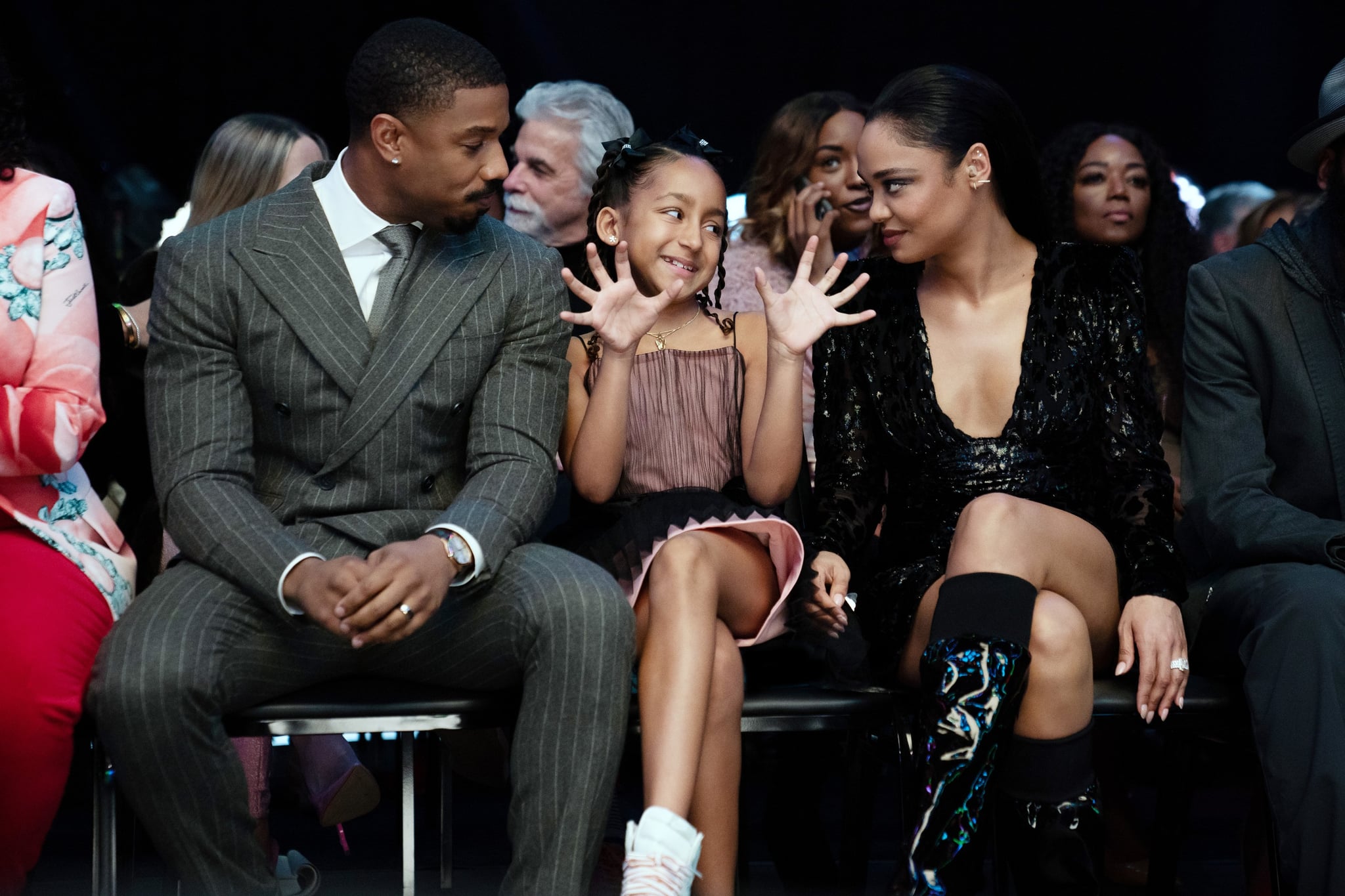 CREED III, from left: Michael B. Jordan, Mila Davis-Kent, Tessa Thompson, 2023. ph: Eli Ade / MGM /Courtesy Everett Collection