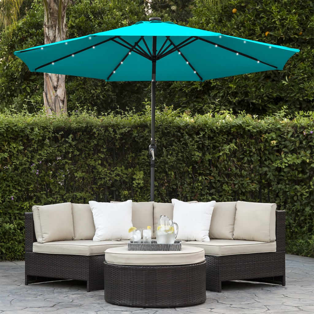 Solar Powered LED Lighted Patio Umbrella With Tilt Adjustment