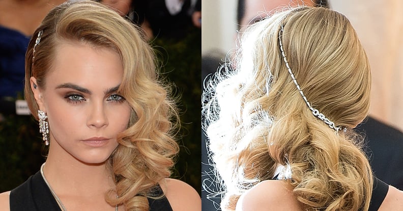 Cara Delevingne's Ringlets and Hair Jewelry, 2014
