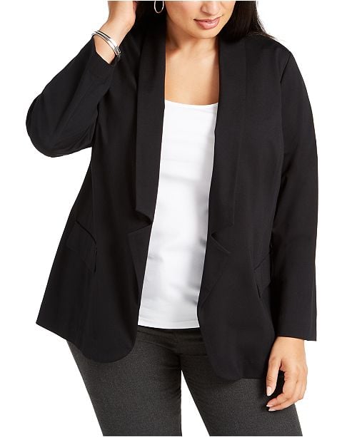 Alfani Plus Size Notched-Collar Open-Front Blazer