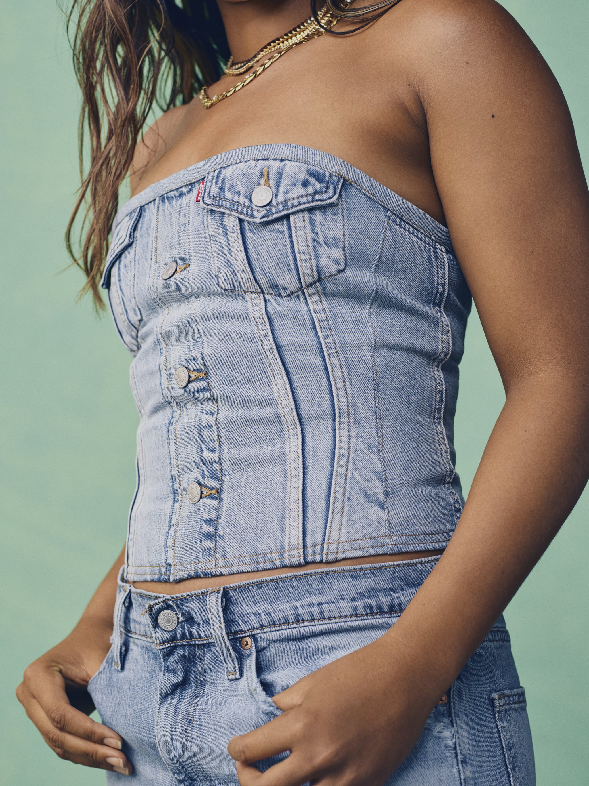 Naomi Osaka x Levi's Trucker Jacket Bustier | Naomi Osaka Dreamed Up a  Sustainable Levi's Collection That's So Perfectly Her | POPSUGAR Fashion  Photo 10
